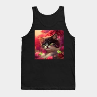 Cute little kitten with birds Tank Top